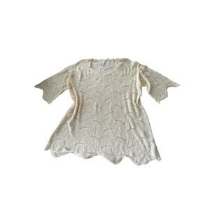 Cream Crochet Knit Tunic Dress Cover-Up 2XL